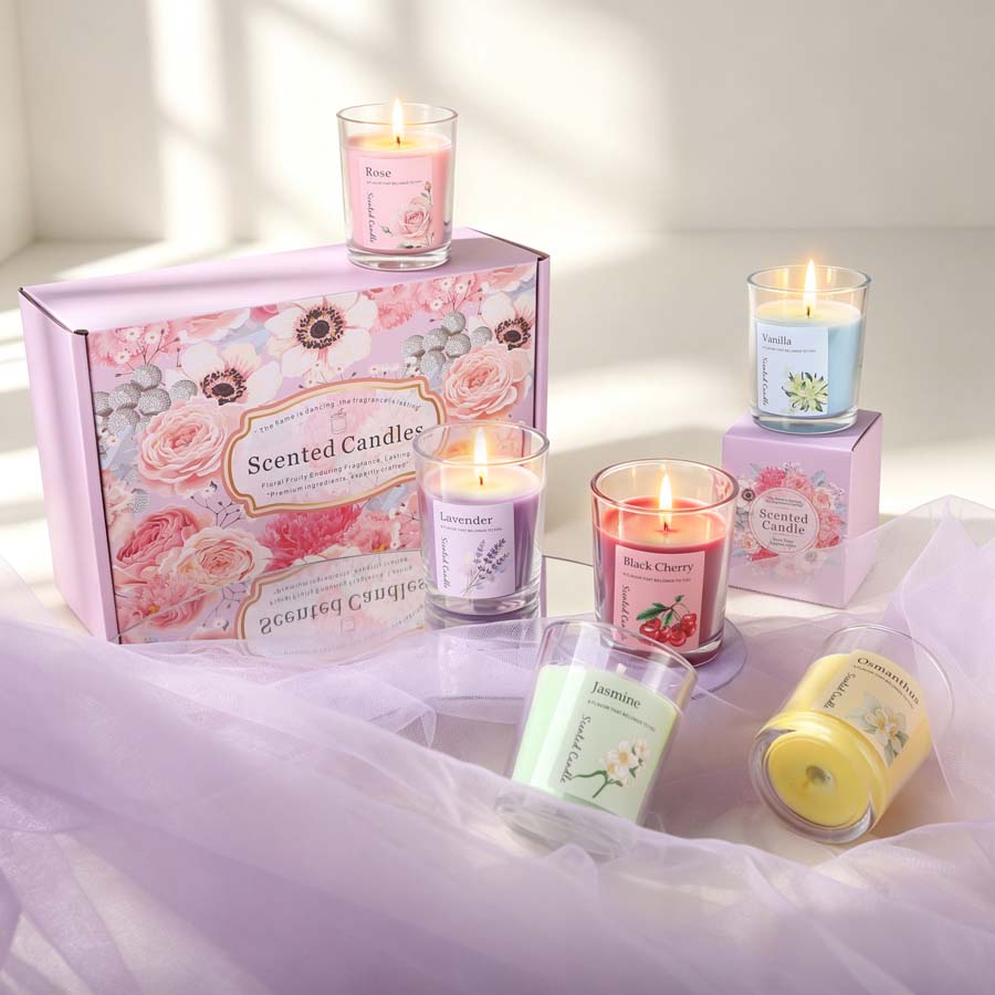 Home Fragrance Set Gift - Aromatherapy Scented Candle Gift Set 6